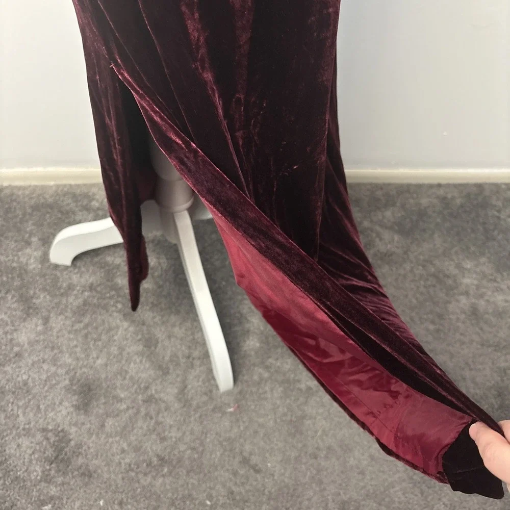 Vtg 90s Y2k Velvet Burnout Satin Skirt Set Midi Red Grunge Whimsigoth Goth Sz 10 - Picture 6 of 16